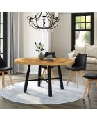 Table à manger ronde extensible Mathilde bois/noir  - 110/150x110x75 cm