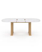 Mesa de comedor extensible Marceau con superficie efecto mármol blanco/madera, 160/200 x 90 x 75 cm