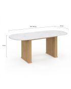 Mesa de comedor extensible Marceau con superficie efecto mármol blanco/madera, 160/200 x 90 x 75 cm