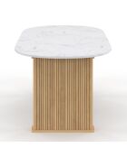 Mesa de comedor extensible Marceau con superficie efecto mármol blanco/madera, 160/200 x 90 x 75 cm