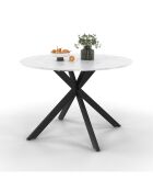 Table à manger ronde extensible Soline aspect marbre blanc/noir  - 110/150x110x76 cm