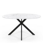 Table à manger ronde extensible Soline aspect marbre blanc/noir  - 110/150x110x76 cm