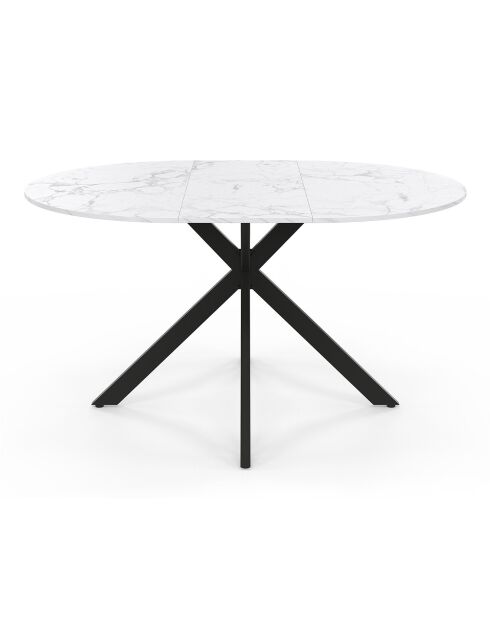 Table à manger ronde extensible Soline aspect marbre blanc/noir  - 110/150x110x76 cm