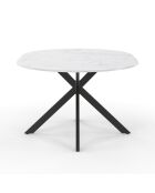 Table à manger ronde extensible Soline aspect marbre blanc/noir  - 110/150x110x76 cm