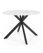 Table à manger ronde extensible Soline aspect marbre blanc/noir  - 110/150x110x76 cm