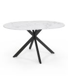 Table à manger ronde extensible Soline aspect marbre blanc/noir  - 110/150x110x76 cm