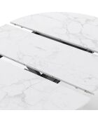 Table à manger ronde extensible Soline aspect marbre blanc/noir  - 110/150x110x76 cm