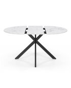 Table à manger ronde extensible Soline aspect marbre blanc/noir  - 110/150x110x76 cm