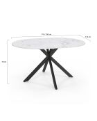 Table à manger ronde extensible Soline aspect marbre blanc/noir  - 110/150x110x76 cm