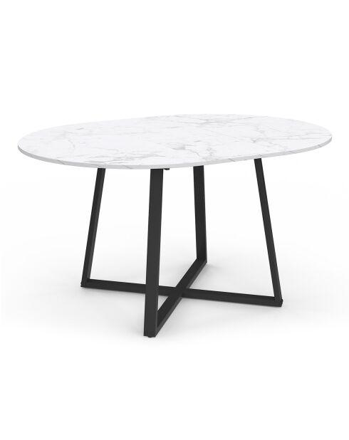 Table à manger ronde extensible Sana marbre blanc/noir - 110/150x110x75 cm