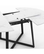 Table à manger ronde extensible Sana marbre blanc/noir - 110/150x110x75 cm