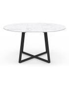 Table à manger ronde extensible Sana marbre blanc/noir - 110/150x110x75 cm