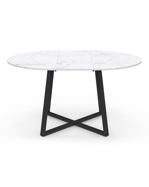 Table à manger ronde extensible Sana marbre blanc/noir - 110/150x110x75 cm