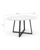 Table à manger ronde extensible Sana marbre blanc/noir - 110/150x110x75 cm