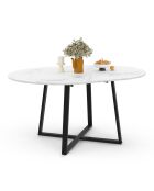 Table à manger ronde extensible Sana marbre blanc/noir - 110/150x110x75 cm
