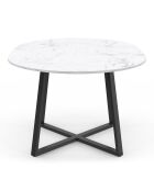 Table à manger ronde extensible Sana marbre blanc/noir - 110/150x110x75 cm