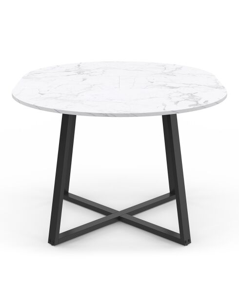 Table à manger ronde extensible Sana marbre blanc/noir - 110/150x110x75 cm