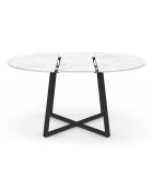 Table à manger ronde extensible Sana marbre blanc/noir - 110/150x110x75 cm