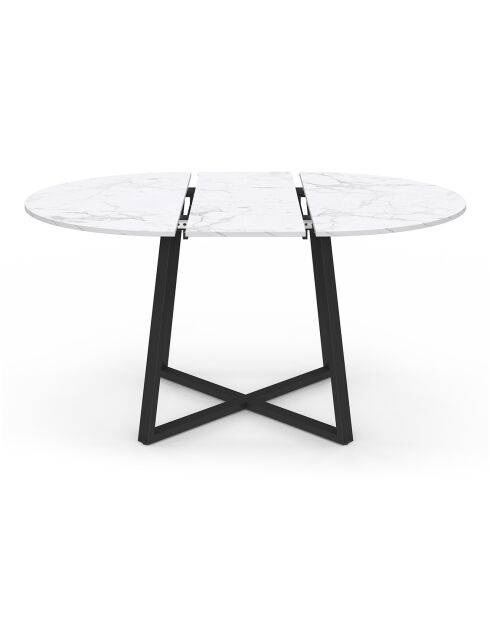 Table à manger ronde extensible Sana marbre blanc/noir - 110/150x110x75 cm