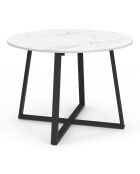 Table à manger ronde extensible Sana marbre blanc/noir - 110/150x110x75 cm