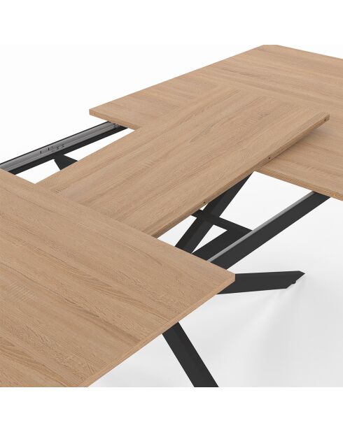 Table à manger extensible Spider plateau fin bois/noir  - 120/160 cmx90x75 cm