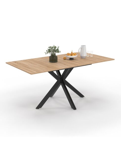 Table à manger extensible Spider plateau fin bois/noir  - 120/160 cmx90x75 cm