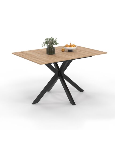 Table à manger extensible Spider plateau fin bois/noir  - 120/160 cmx90x75 cm