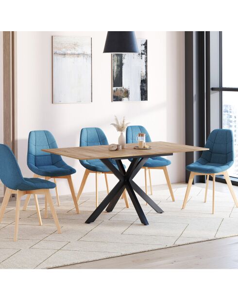 Ausziehbarer Esstisch Spider mit edlem Holz/schwarzer Platte - 120/160 cmx90x75 cm