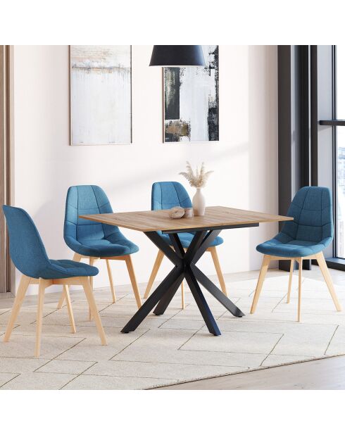 Table à manger extensible Spider plateau fin bois/noir  - 120/160 cmx90x75 cm