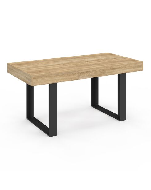 Table à manger extensible Brixton bois/noir - 120/160x80x75 cm