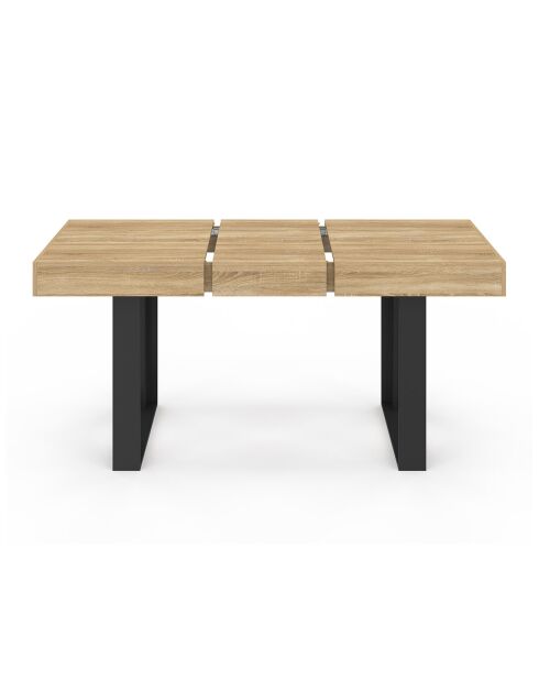 Table à manger extensible Brixton bois/noir - 120/160x80x75 cm