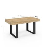 Table à manger extensible Brixton bois/noir - 120/160x80x75 cm