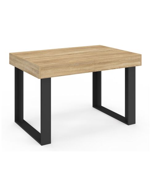 Table à manger extensible Brixton bois/noir - 120/160x80x75 cm