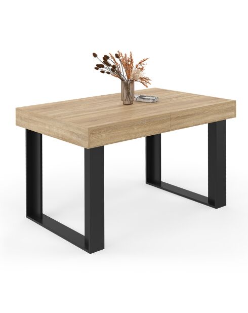 Table à manger extensible Brixton bois/noir - 120/160x80x75 cm