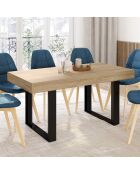 Table à manger extensible Brixton bois/noir - 120/160x80x75 cm