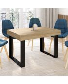 Table à manger extensible Brixton bois/noir - 120/160x80x75 cm
