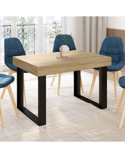 Table à manger extensible Brixton bois/noir - 120/160x80x75 cm