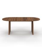 Table à manger extensible Japandi bois effet noyer - 160/200x90x75 cm