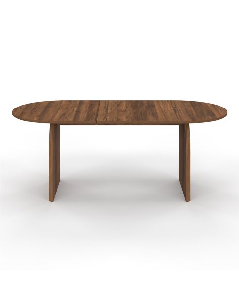 Table à manger extensible Japandi bois effet noyer - 160/200x90x75 cm