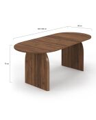 Table à manger extensible Japandi bois effet noyer - 160/200x90x75 cm