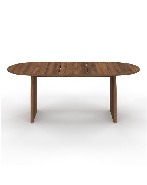 Table à manger extensible Japandi bois effet noyer - 160/200x90x75 cm