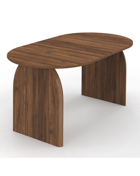 Table à manger extensible Japandi bois effet noyer - 160/200x90x75 cm