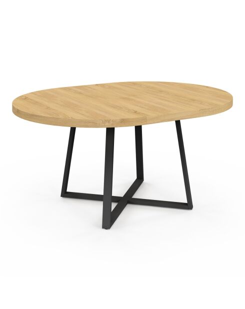 Table à manger ronde extensible Sana bois/noir - 110/150x110x75 cm