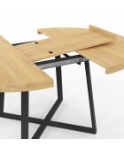 Table à manger ronde extensible Sana bois/noir - 110/150x110x75 cm