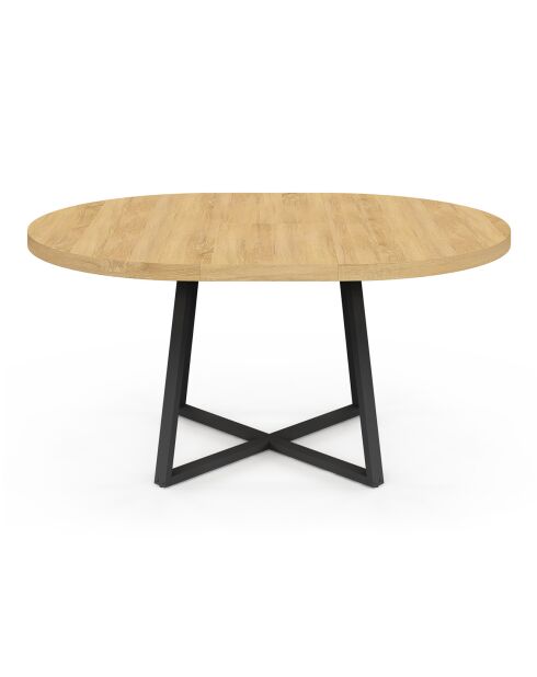 Table à manger ronde extensible Sana bois/noir - 110/150x110x75 cm
