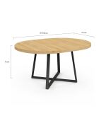 Table à manger ronde extensible Sana bois/noir - 110/150x110x75 cm
