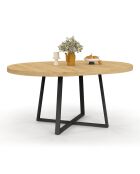 Table à manger ronde extensible Sana bois/noir - 110/150x110x75 cm