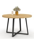 Table à manger ronde extensible Sana bois/noir - 110/150x110x75 cm
