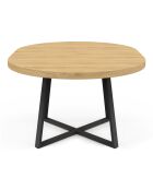 Table à manger ronde extensible Sana bois/noir - 110/150x110x75 cm