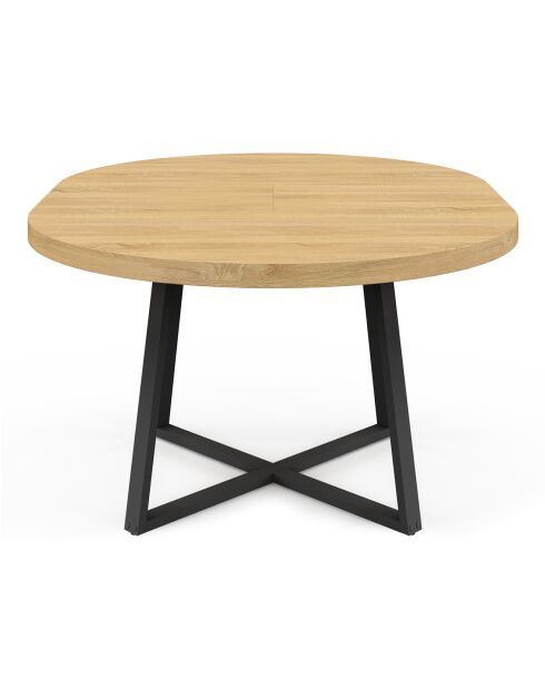 Table à manger ronde extensible Sana bois/noir - 110/150x110x75 cm